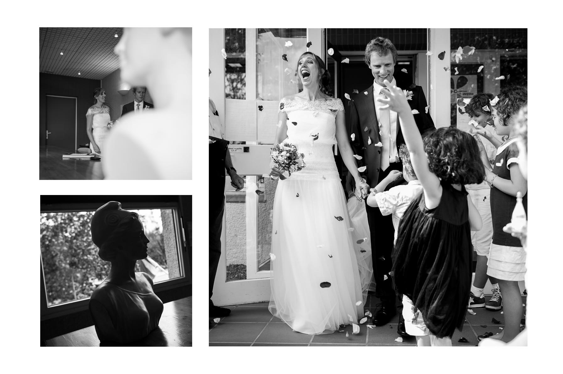 images de mariage, cérémonie civile en noir et blanc à Toulouse, haute garonne